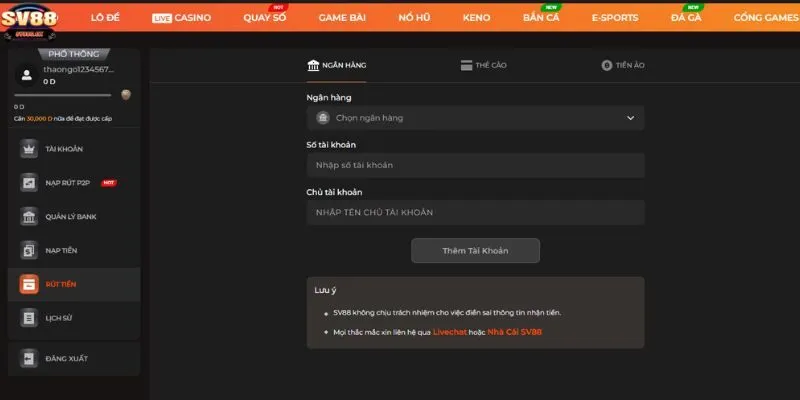 SV88 16 SV88 - Quy Trình Rút Tiền Nhanh Chóng Trong 24h